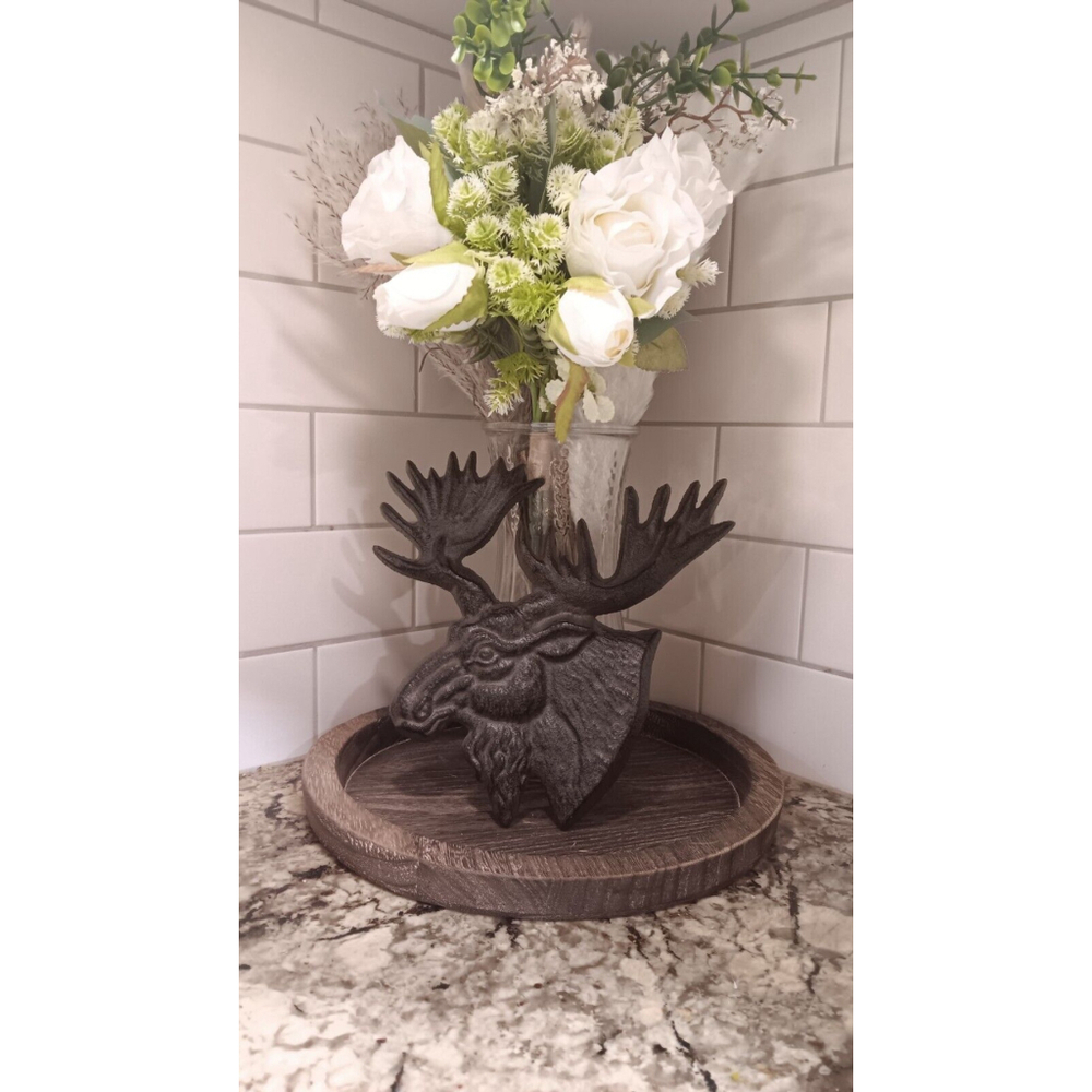 Cast Iron Moose Cabin Cottage Home Decor